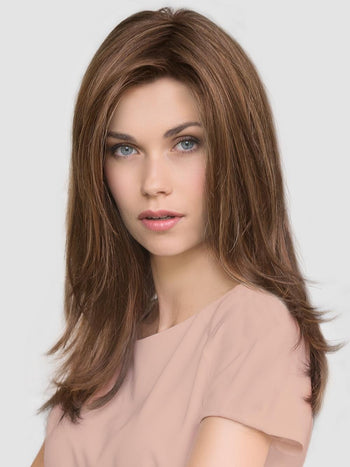 GLAMOUR MONO by ELLEN WILLE IN CHOCOLATE ROOTED | Medium to Dark Brown base with Light Reddish Brown highlights