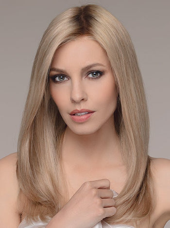 EMOTION by ELLEN WILLE in SANDY BLONDE ROOTED | Medium Honey Blonde, Light Ash Blonde, and Lightest Reddish Brown blend with Dark Roots