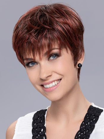 PIXIE by ELLEN WILLE in HOT FLAME ROOTED | Bright Cherry Red and Dark Burgundy mix with Dark Roots