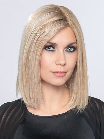 YARA by ELLEN WILLE in CHAMPAGNE-ROOTED 26.22 | Light Beige Blonde, Medium Honey Blonde, and Platinum Blonde blend with Dark Roots