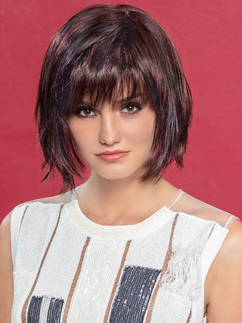 CHANGE by ELLEN WILLE in AUBERGINE-MIX | Darkest Brown with hints of Plum at base and Bright Cherry Red and Dark Burgundy Highlights